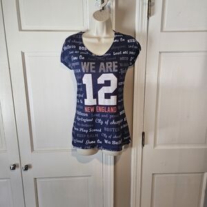 Navy Blue Graphic T-Shirt with White and Red Print